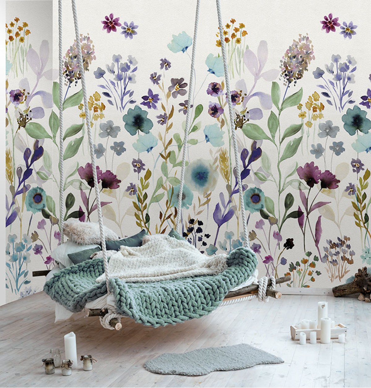 Colorful Florals & Retro INK7281 Aqua garden
