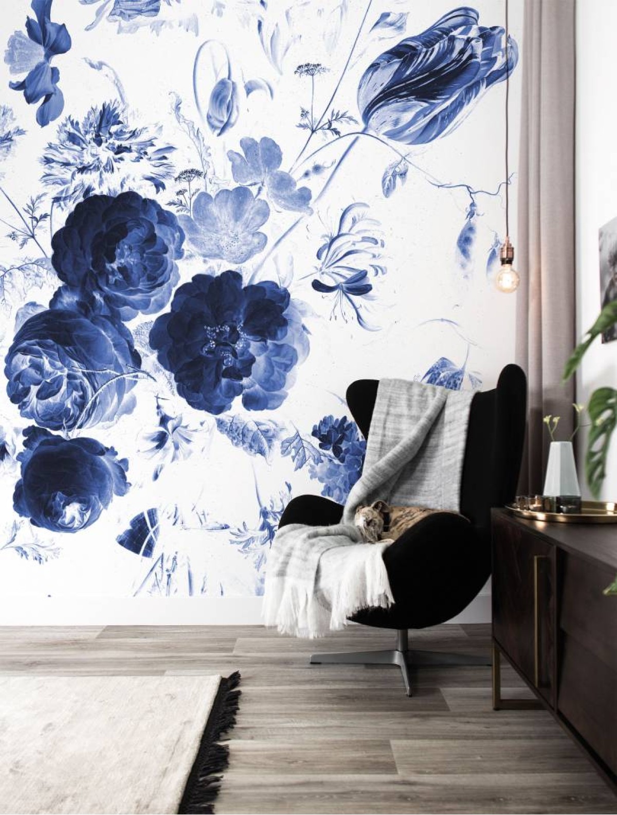 Kek Amsterdam Royal Blue Flowers WP-207
